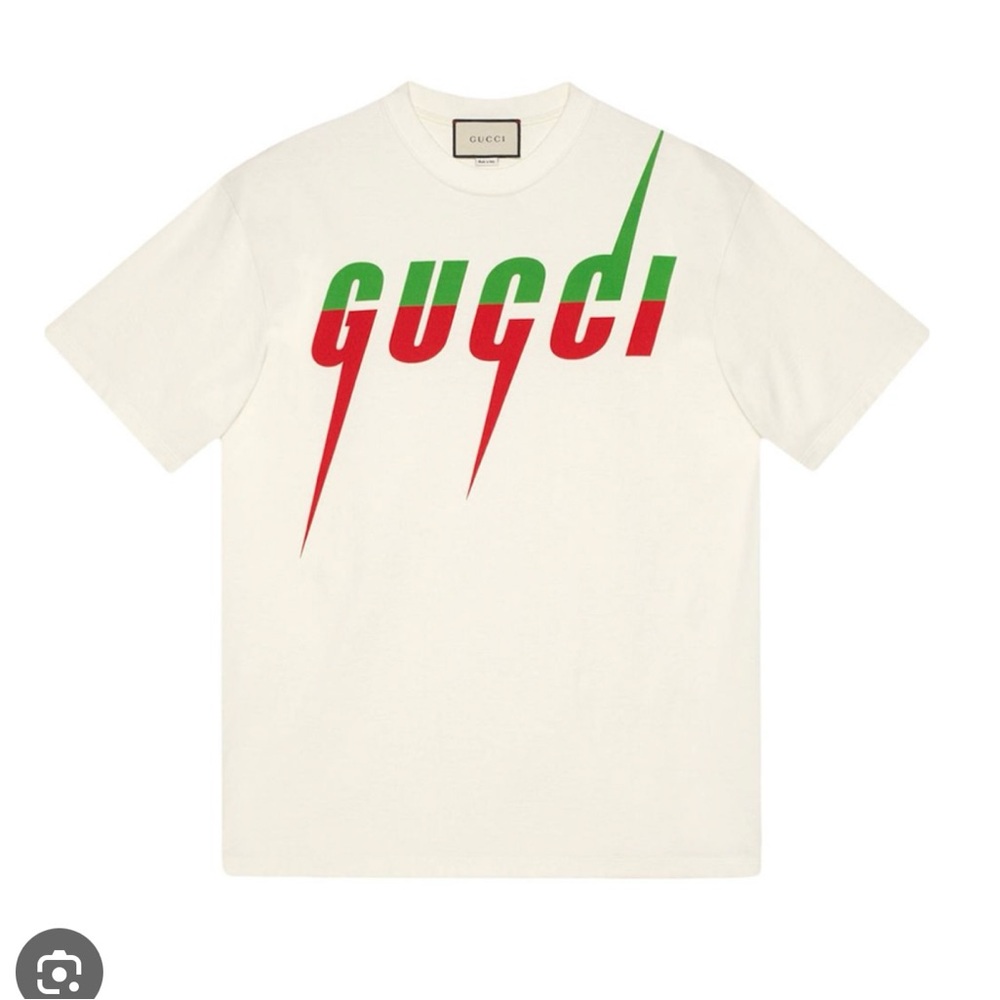 Gucci White T-Shirt with Red and Green Logo